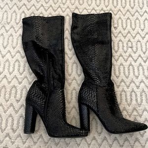 GORGEOUS Faux Snake Skin Chunky Heel over the knee / Knee high Boots